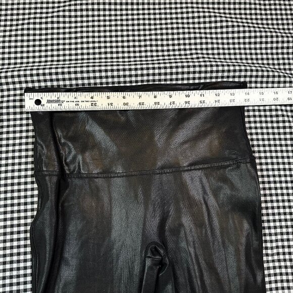 SPANX Faux Leather Shapewear Slimming Leggings in All Black Size X-Large - Picture 3 of 4